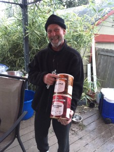 "Big John" with his 35 year old Mountain House Meals for the trip