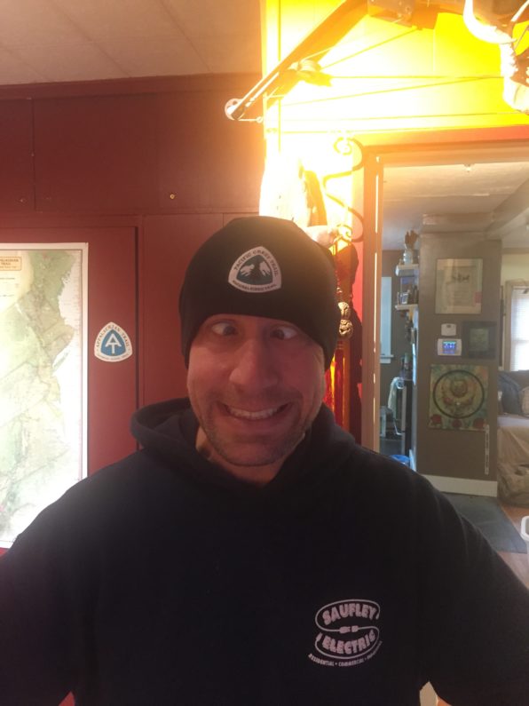 Lint modeling one of my companies new PCT beanies