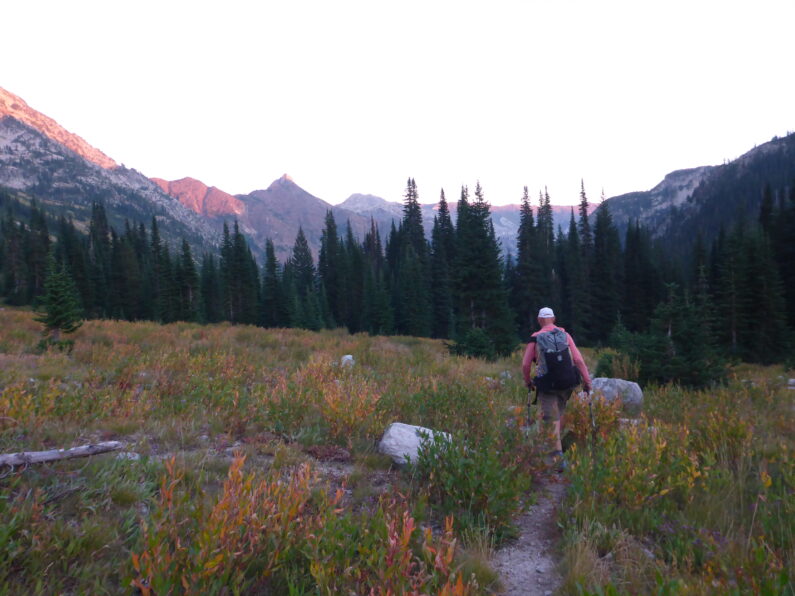 alpine valley at dusk